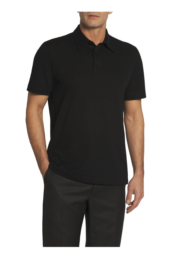 Brioni - Black Cotton Piqué Polo 