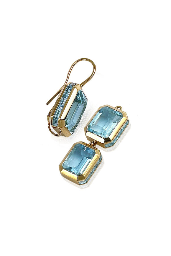Nam Cho 18k Yellow Gold Aquamarine Triple Drop Earring - view 2