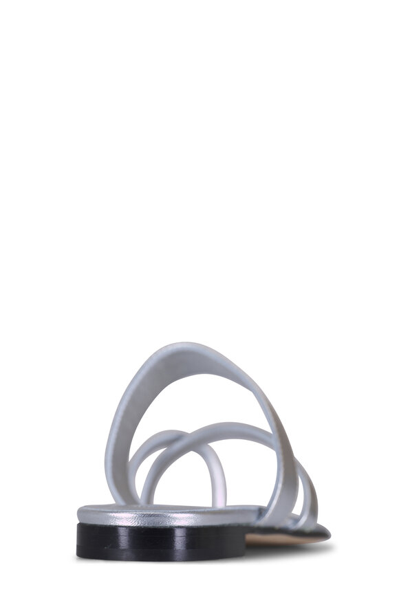 Manolo Blahnik Susa Silver Leather Flat Sandal - view 4