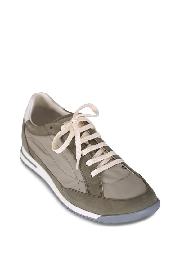 Brunello Cucinelli Nylon & Nubuck Army Green Sneaker