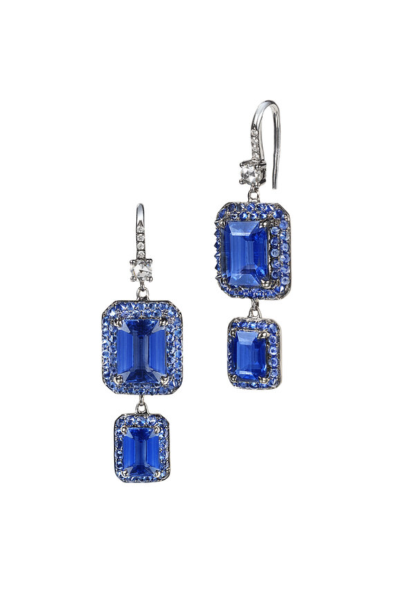 Nam Cho - 18K Gold Kyanite, Sapphire & Diamond Earrings