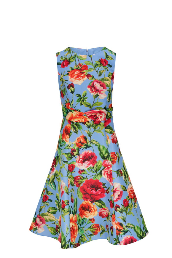 Carolina Herrera - Blue Multi Floral Midi Dress 