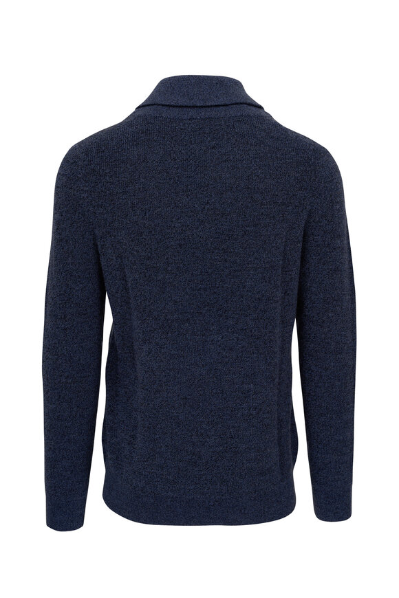 Patrick Assaraf - Denim Blue Merino Wool Shawl Sweater 