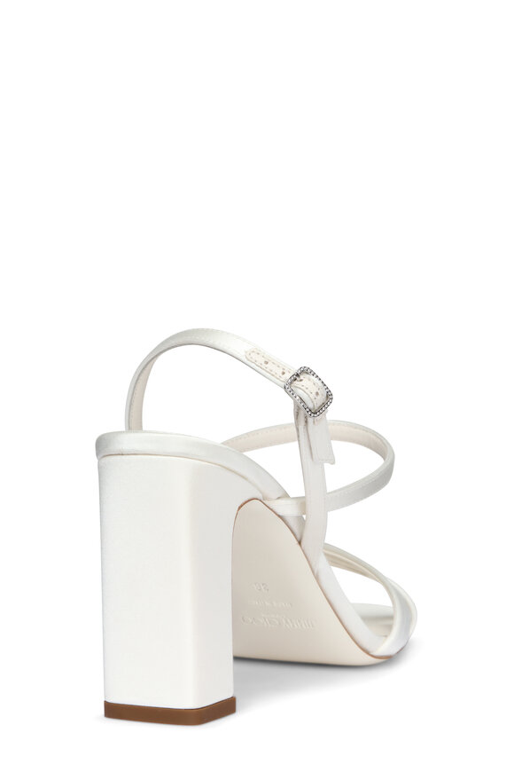 Jimmy Choo Elsy Ivory Satin & Crystal Buckle Sandal, 85mm - view 3