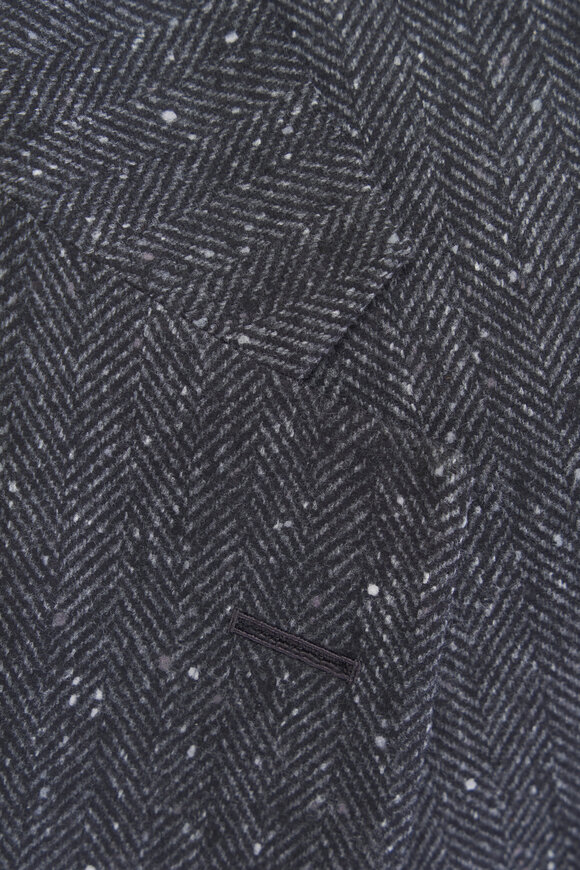 Zegna Black & Dark Gray Herringbone Sportcoat - view 3