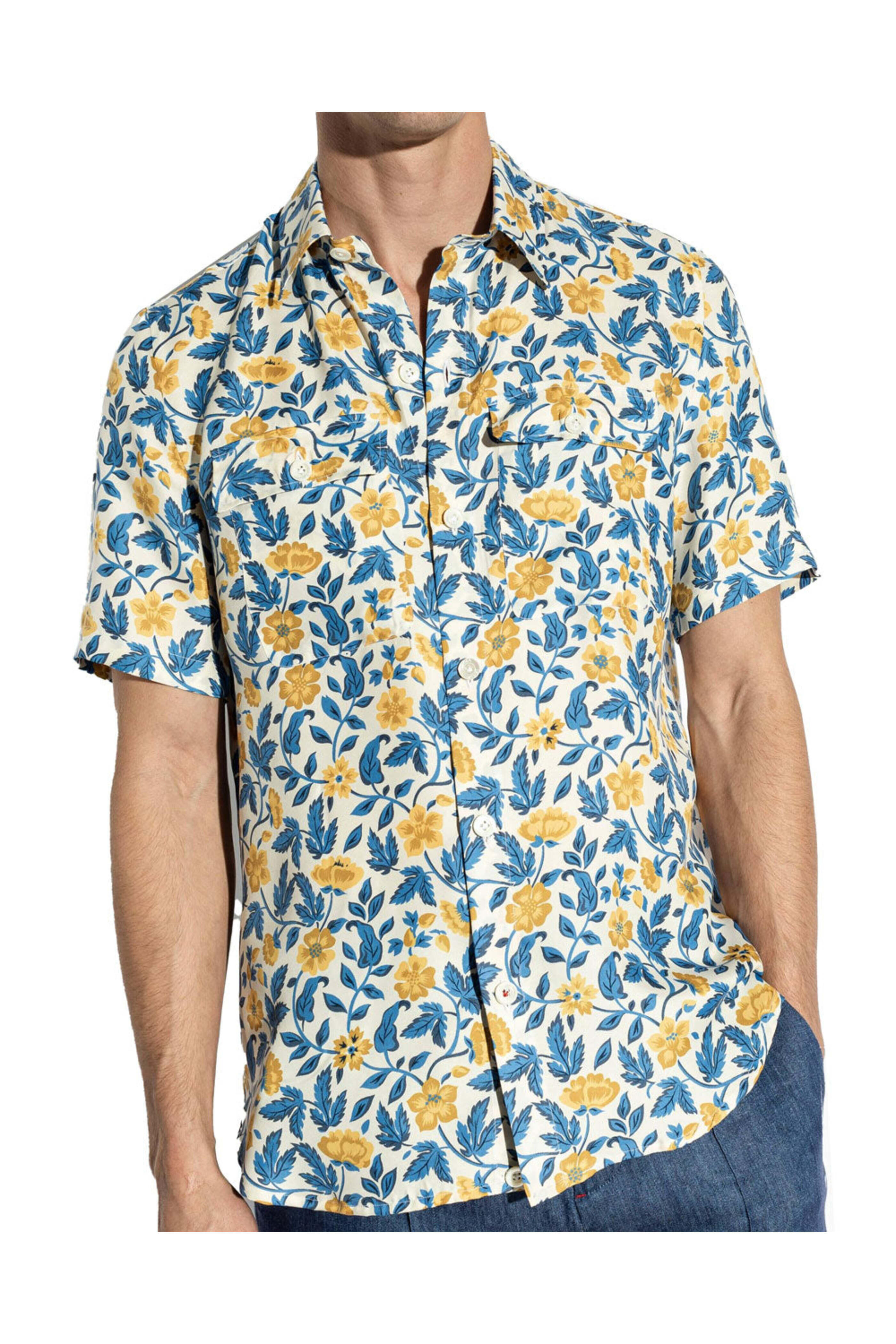 Isaia - Yellow Silk Short Sleeve Overshirt