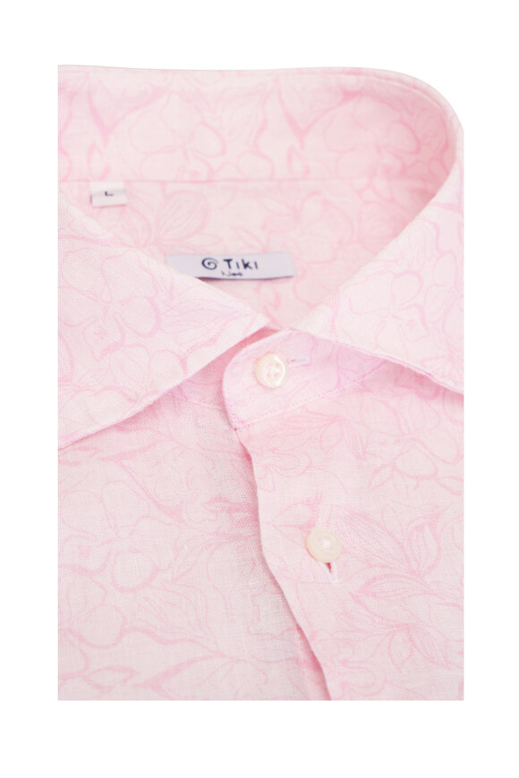 Tiki Pink Floral Linen Sport Shirt - view 4
