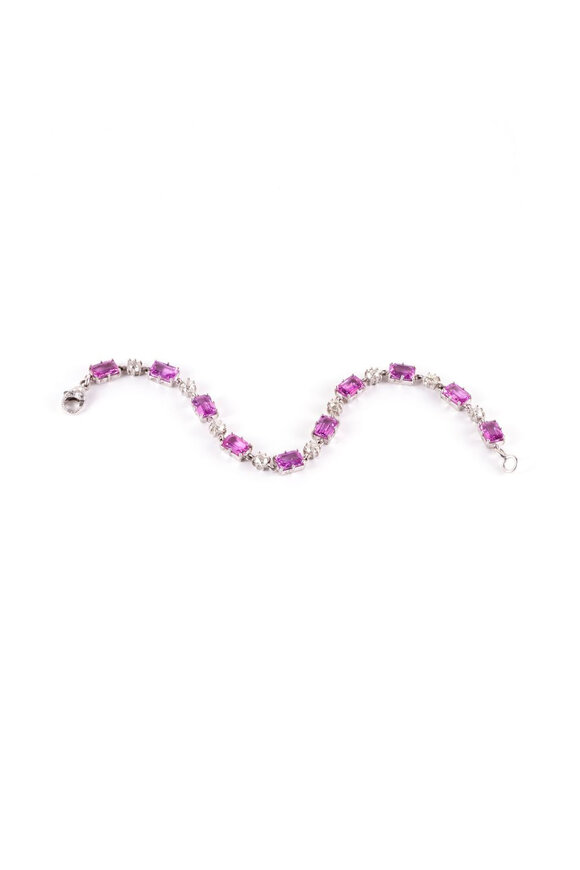 Sylva & Cie Pink Sapphire & Diamond Tennis Bracelet