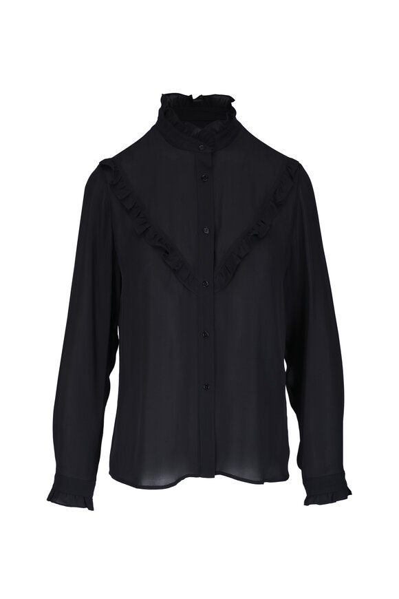 Nili Lotan Marcela Black Silk Shirt