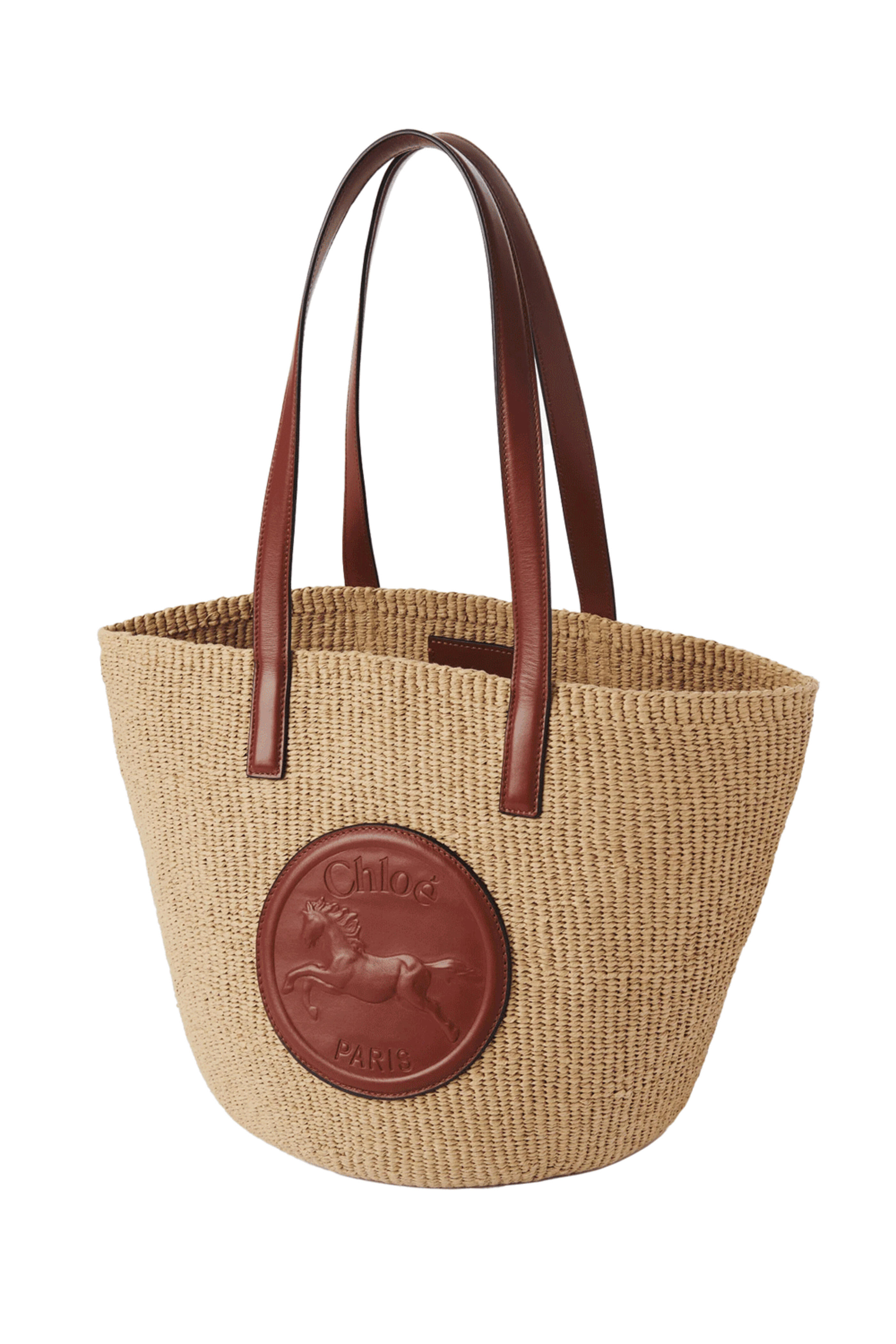 Chloé - Large Horse Medal Basket Tote in Sepia Brown