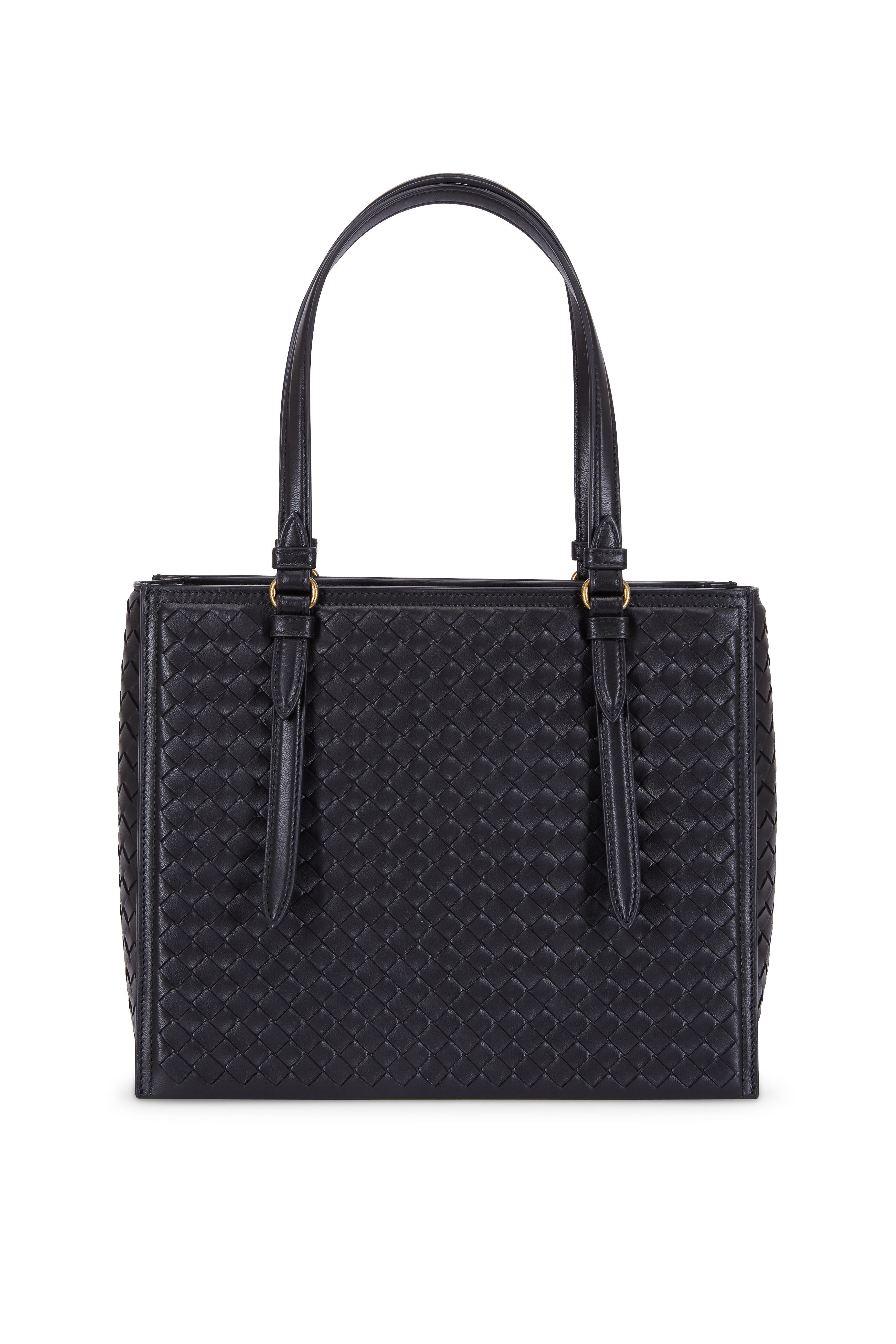 Bottega Veneta - Black Intrecciato Leather Tote Bag - view 1