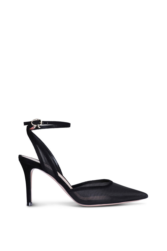 Gianvito Rossi Black Sheer Organza Ankle Strap Pump - view 2
