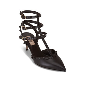 Valentino Garavani - Ebano Rockstud Caged Ankle Strap Pump, 65mm