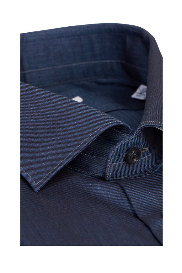 Fray Dark Blue Cotton Sport Shirt - view 2