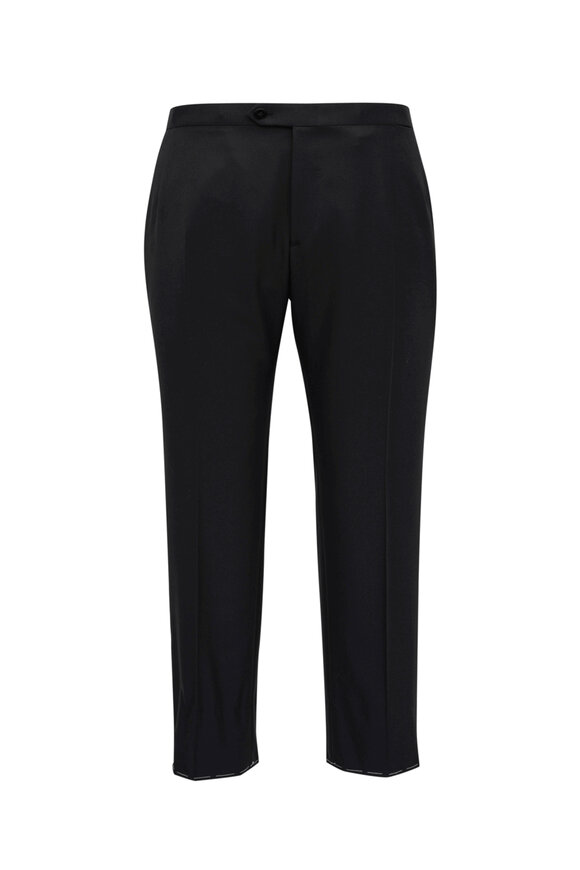 Brioni Black Satin Striped Tuxedo Pant