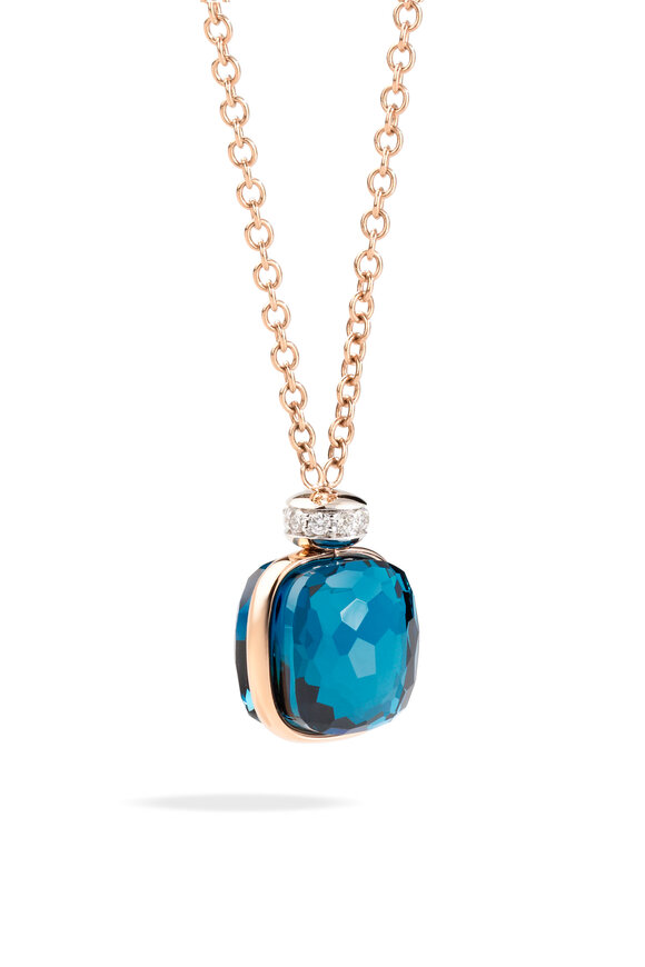 Pomellato Nudo London Blue Topaz & Diamond Pendant Necklace