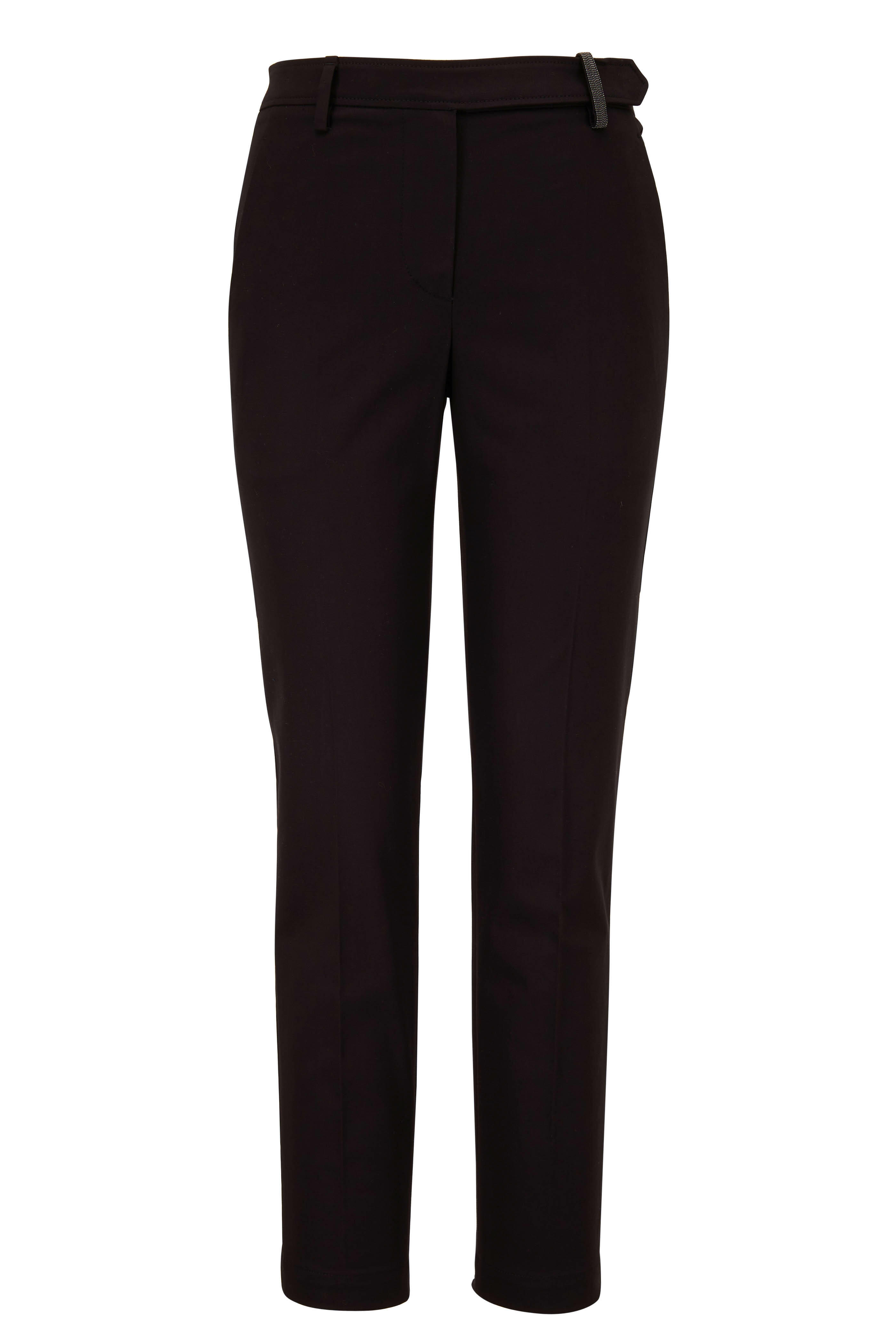 Brunello Cucinelli - Black Stretch Cotton Straight Leg Pant