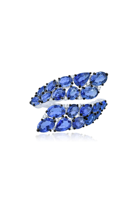 Sutra - 18K White Gold Blue Sapphire & Diamond Ring 