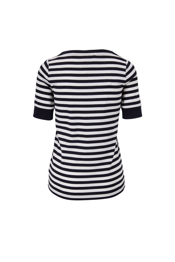 Bogner - Jackie Navy & White Stripe Ribbed Cotton T-Shirt