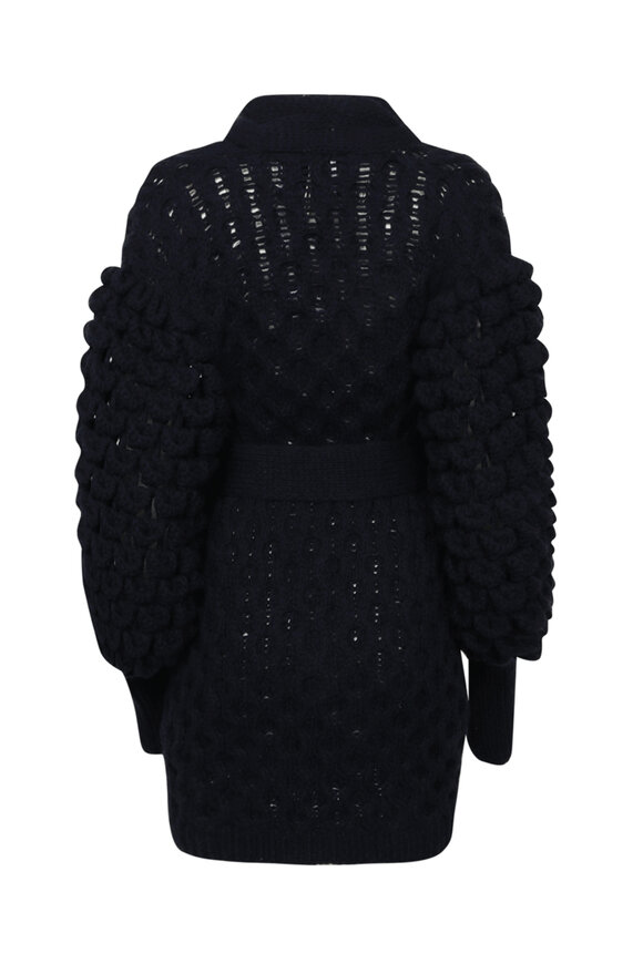 Fendi - Blue Wool & Silk Zip Detail Overcoat | Mitchell Stores