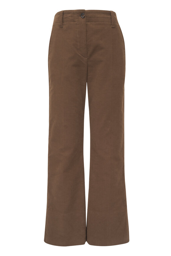 Brunello Cucinelli Chocolate Moleskin Crop Pant - view 1
