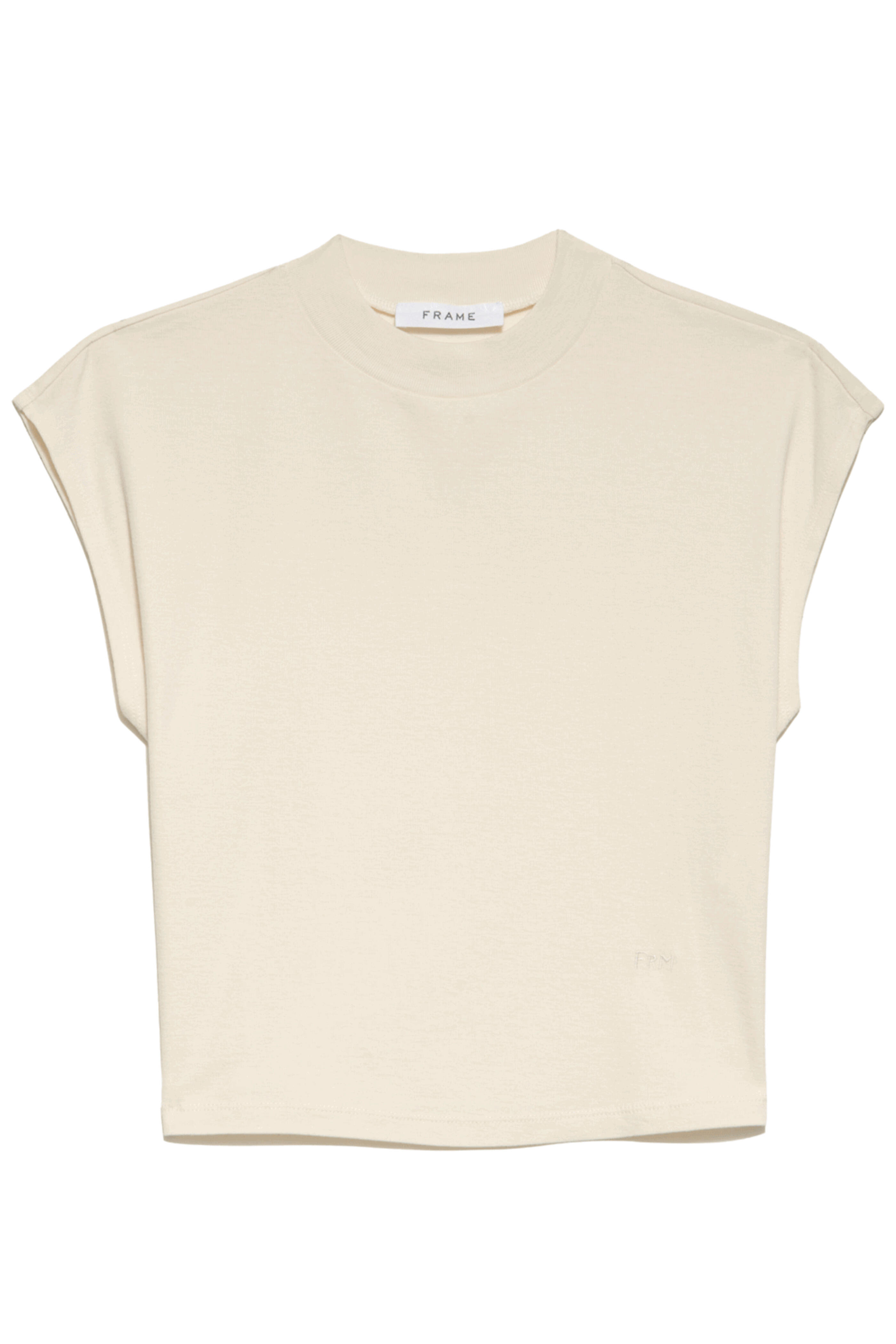Frame - Bone Cropped Mock Neck Tee