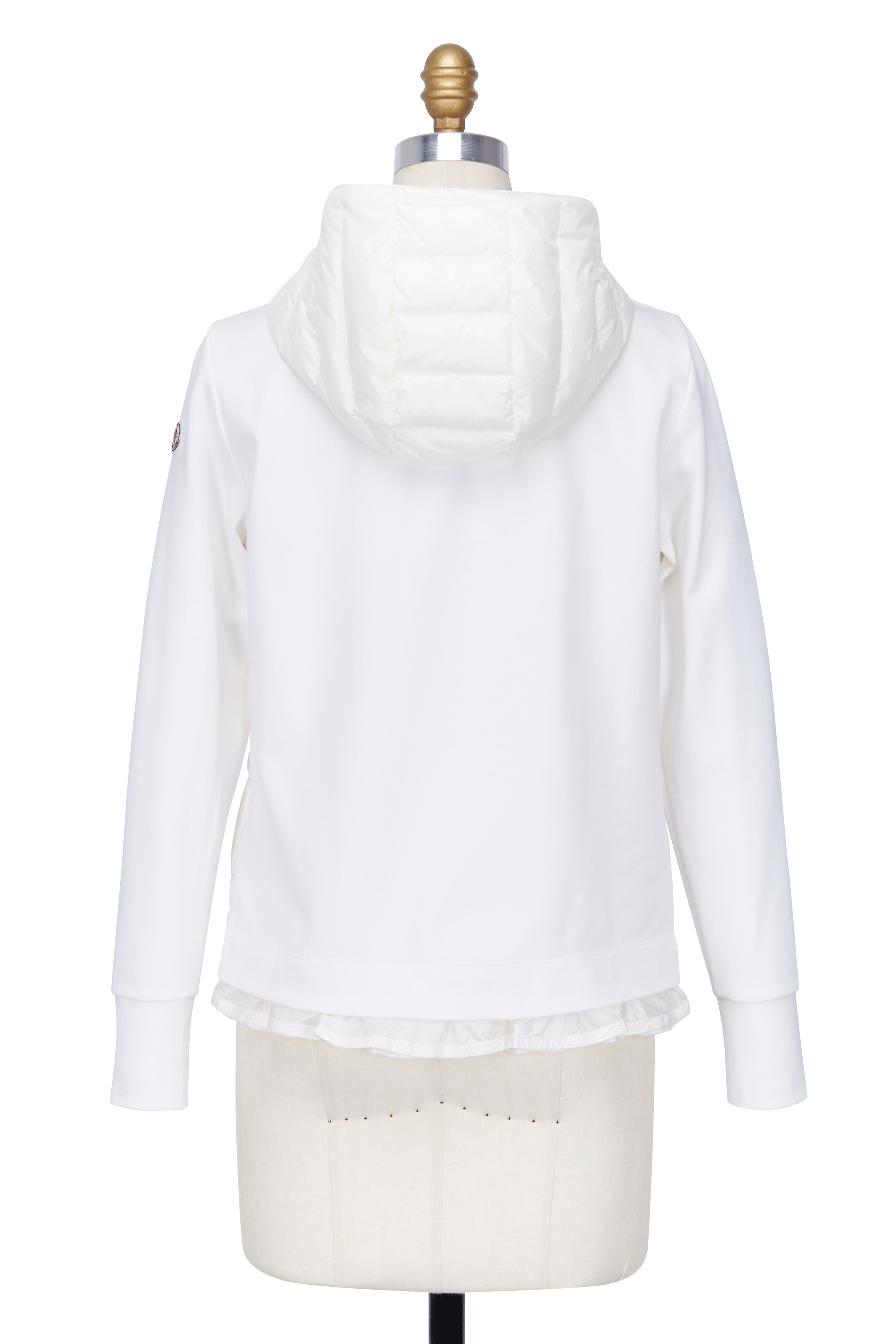 Moncler - Maglia White Flutter Hem Mixed Media Jacket