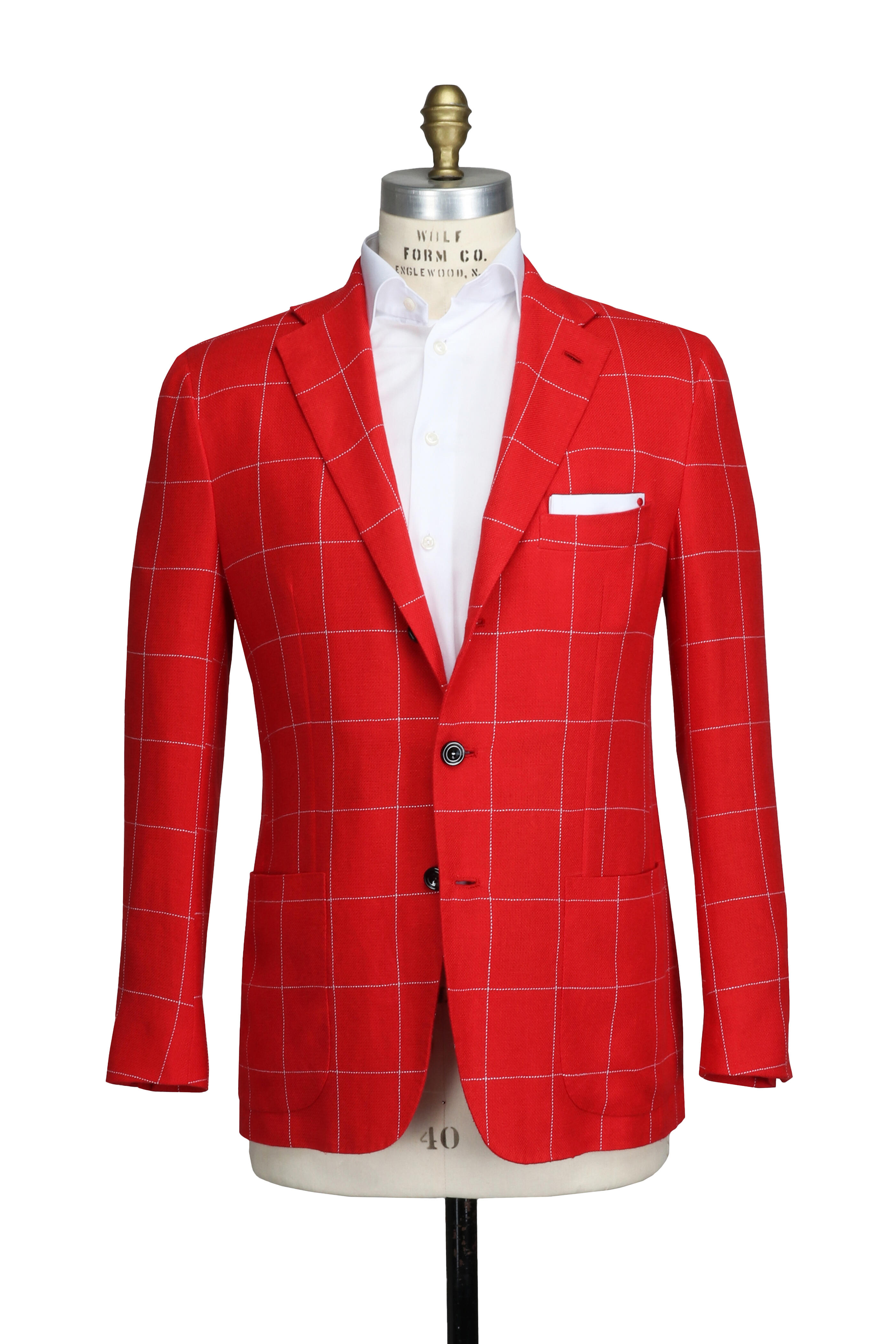 Kiton - Red Windowpane Cashmere & Linen Sportcoat - view 2