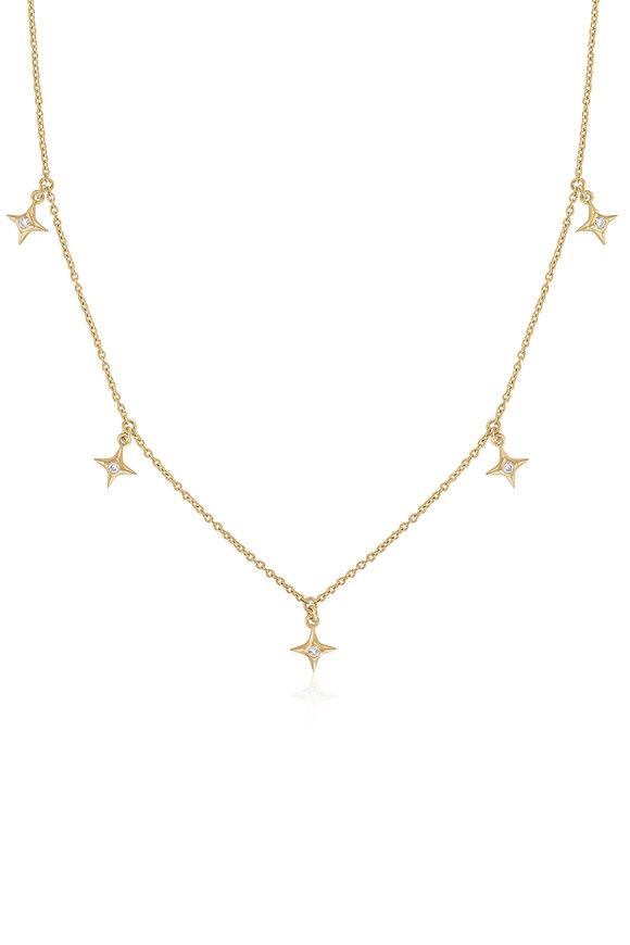 Loriann 14k Yellow Gold Star Dangle Diamond - view 1