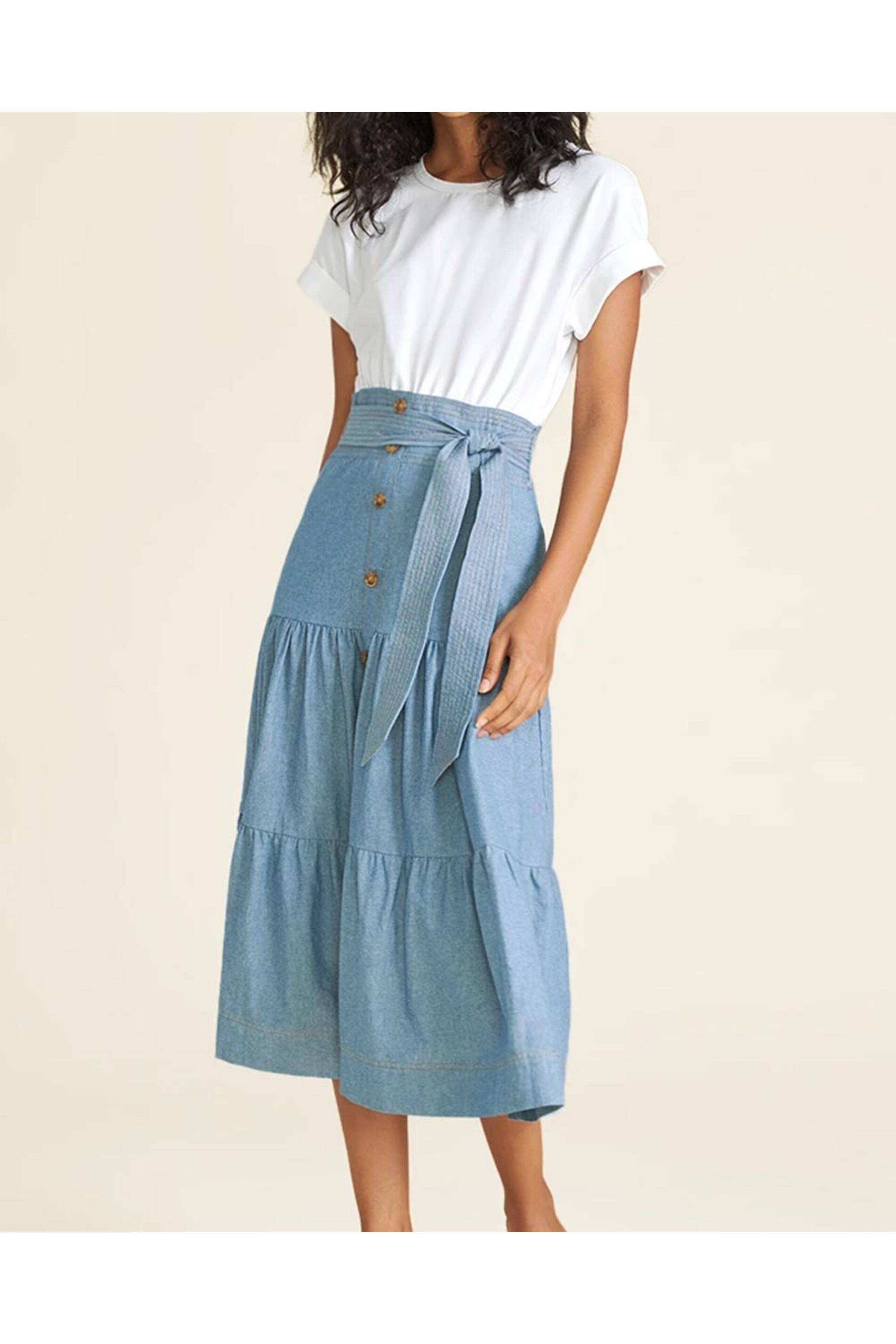 Veronica Beard - Chambray Emmit T-Shirt Midi Dress