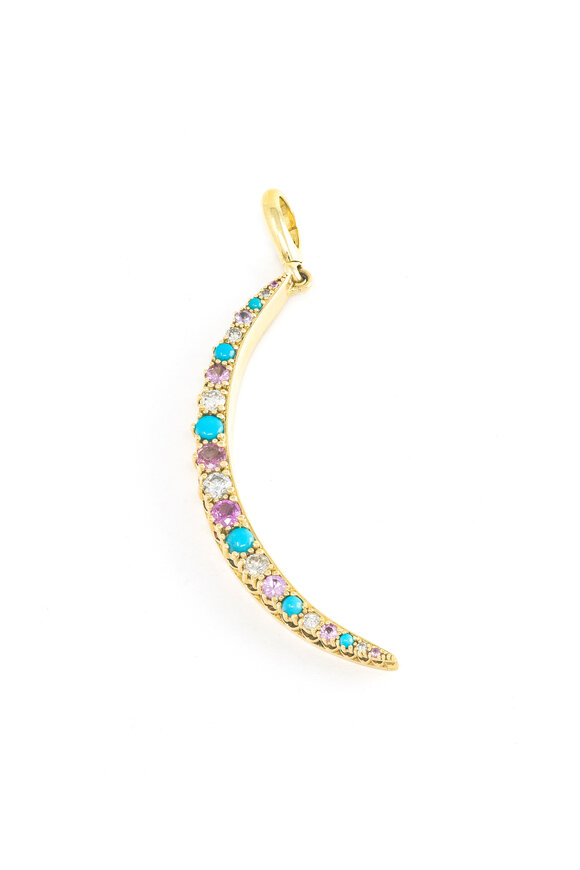 Jenna Blake 18k Yellow Gold Multi Stone Crescent Charm - view 1