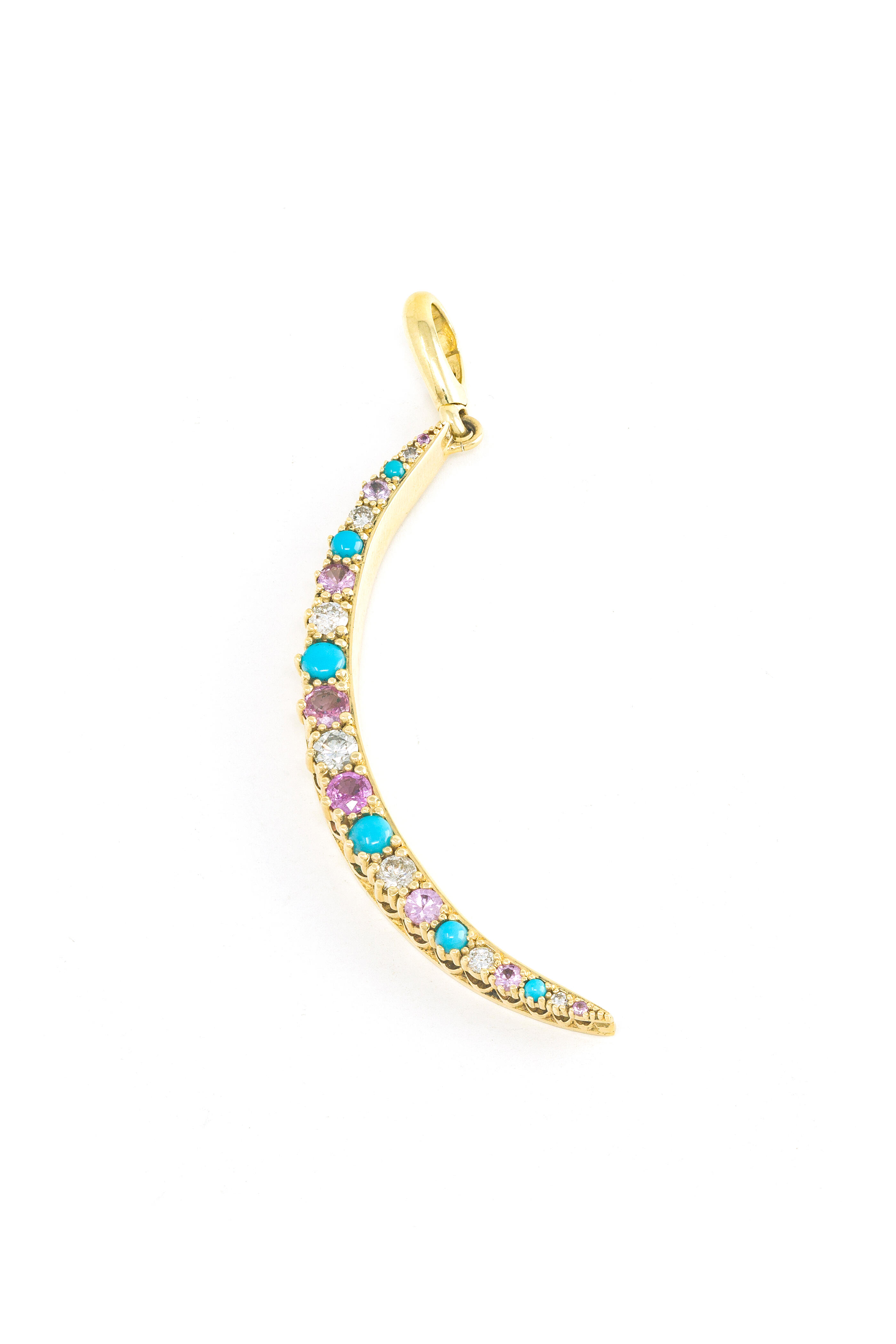 Jenna Blake - 18k Yellow Gold Multi Stone Crescent Charm - view 1