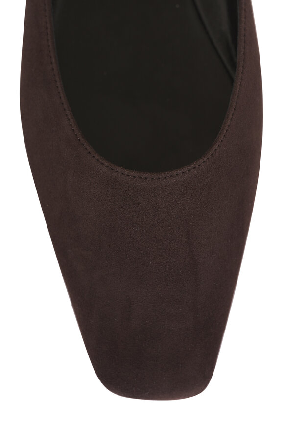 The Row June Lacquer Brown Suede Flat Mule - view 4