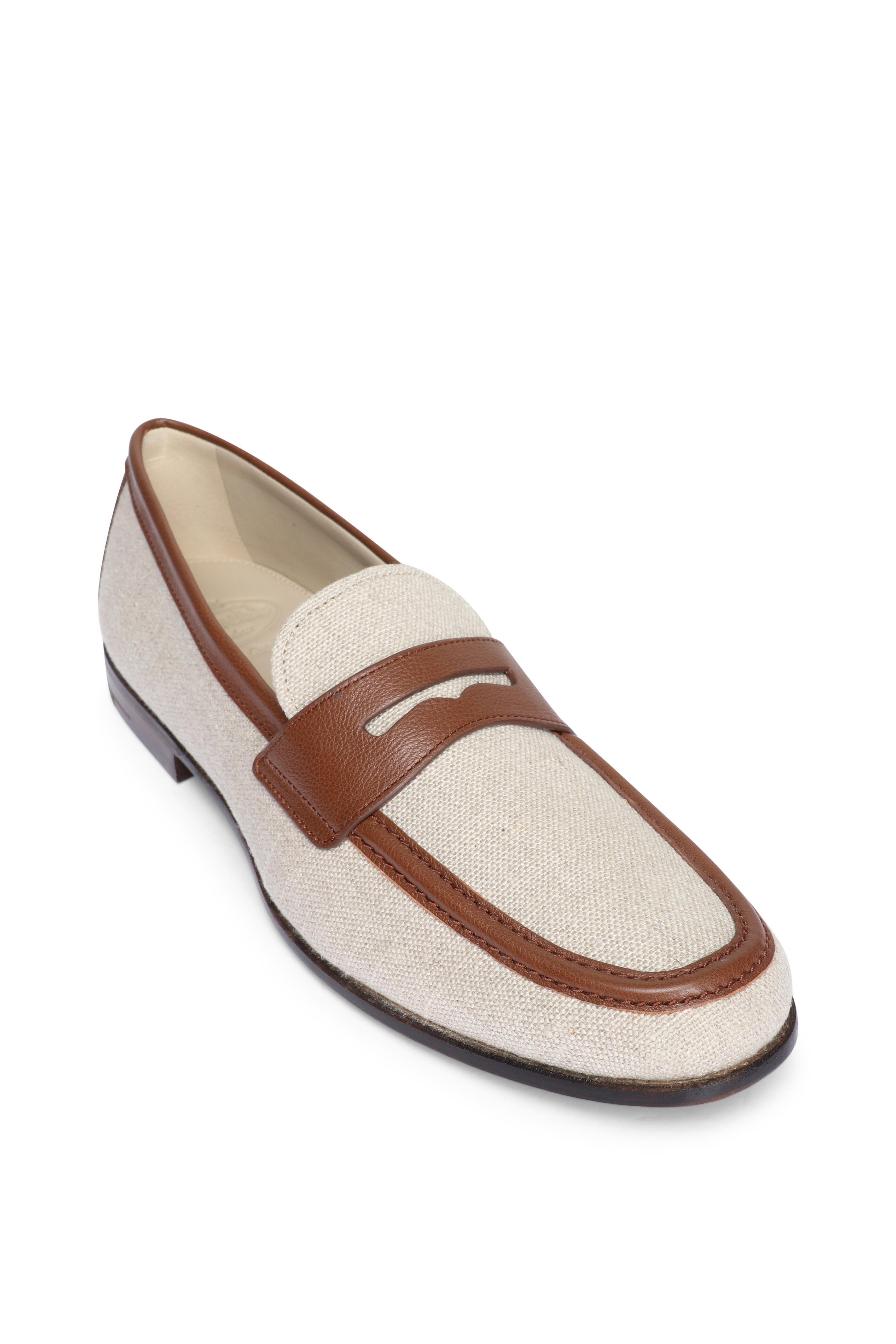 Church's - Maesteg Ecru & Walnut Linen Penny Loafer