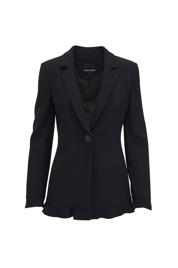 Giorgio Armani Black Ruffle Trim Jacket