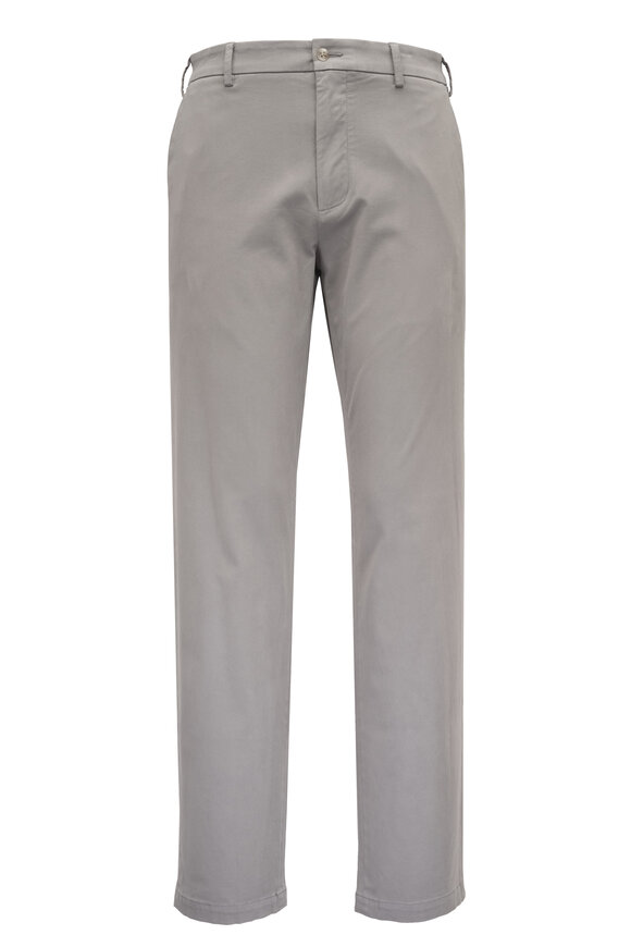 Peter Millar Signature Sateen Gale Gray Flat Front Pant