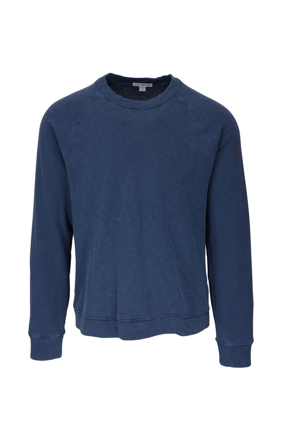 James Perse - Denim French Terry Long Sleeve Crewneck T-Shirt