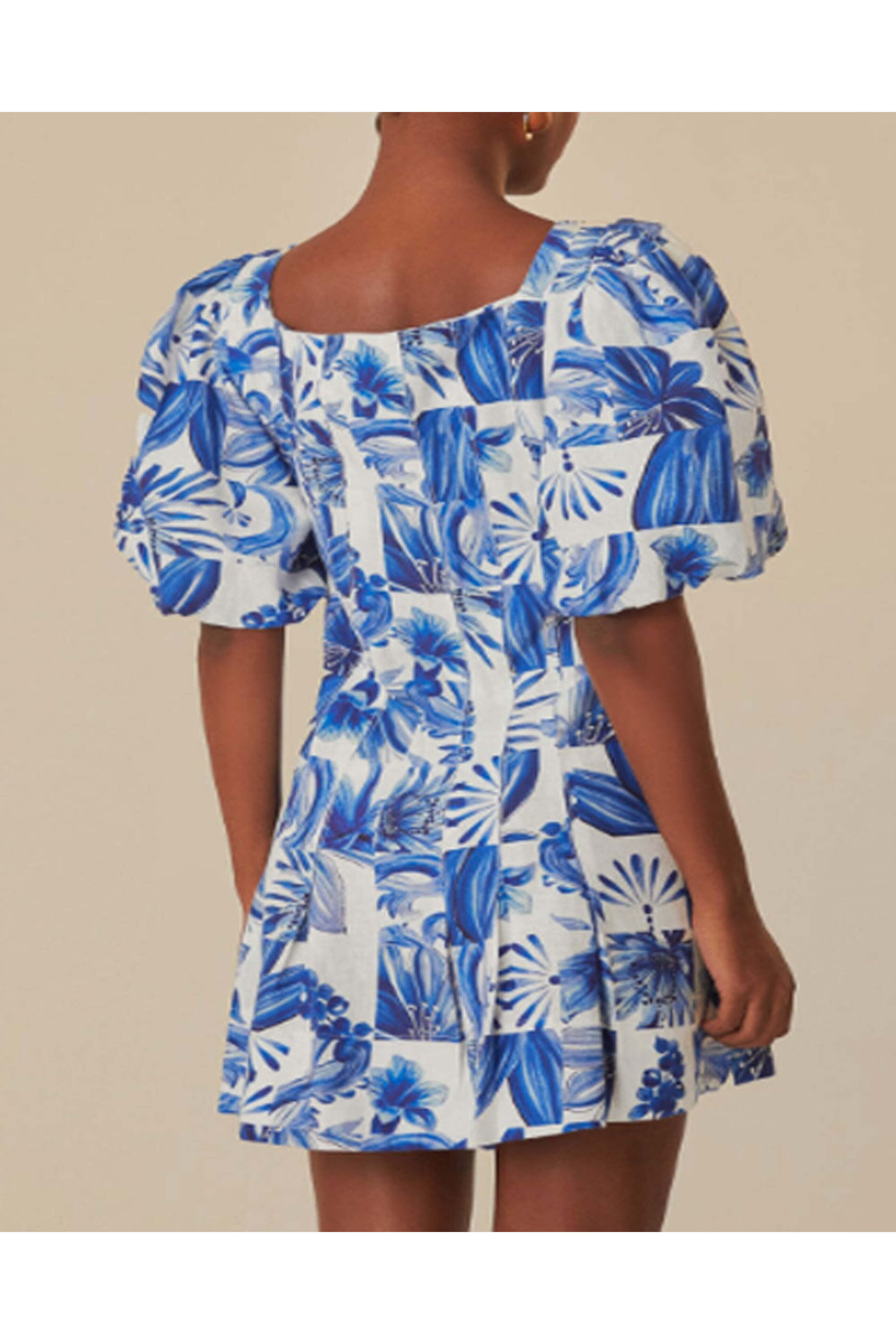 Farm Rio - Garden Tiles Off White Mini Dress