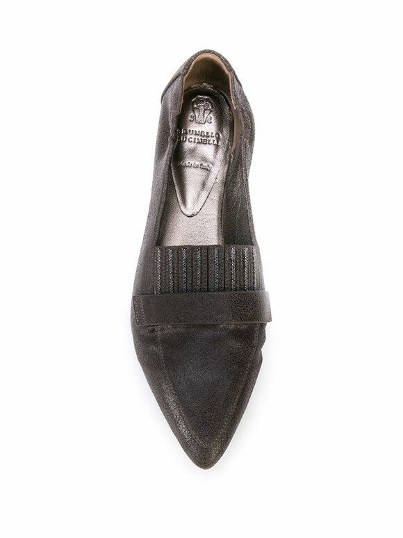 Brunello Cucinelli - Exclusively Ours! Graphite Leather Monili Flat