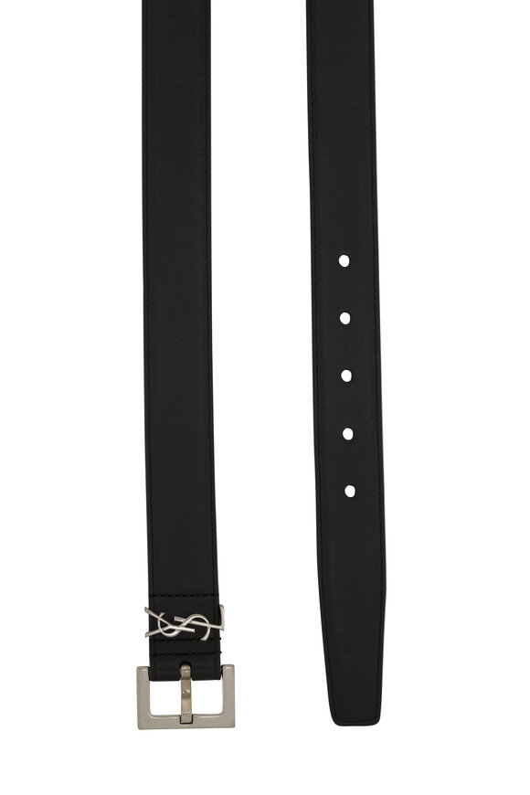 Bell Flower　SAINT LAURENT ベルト Saint Laurent - Black Leather Floral Perforated Belt