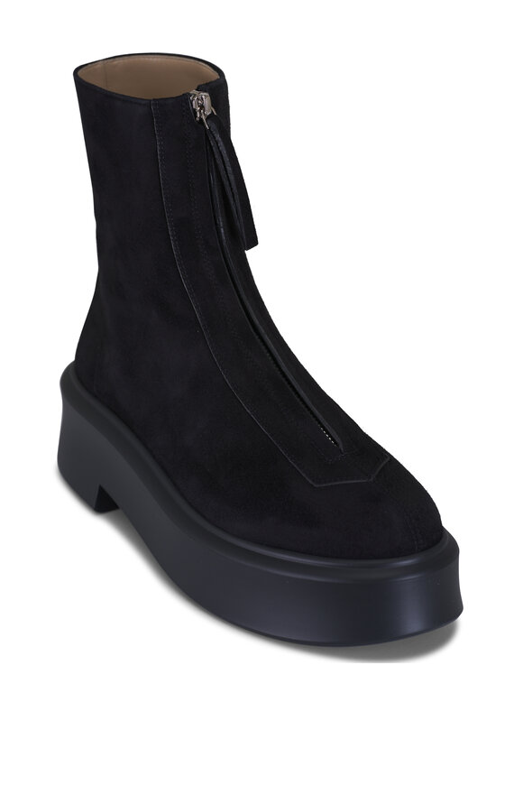 The Row Zipped Boot I Black Suede Boot
