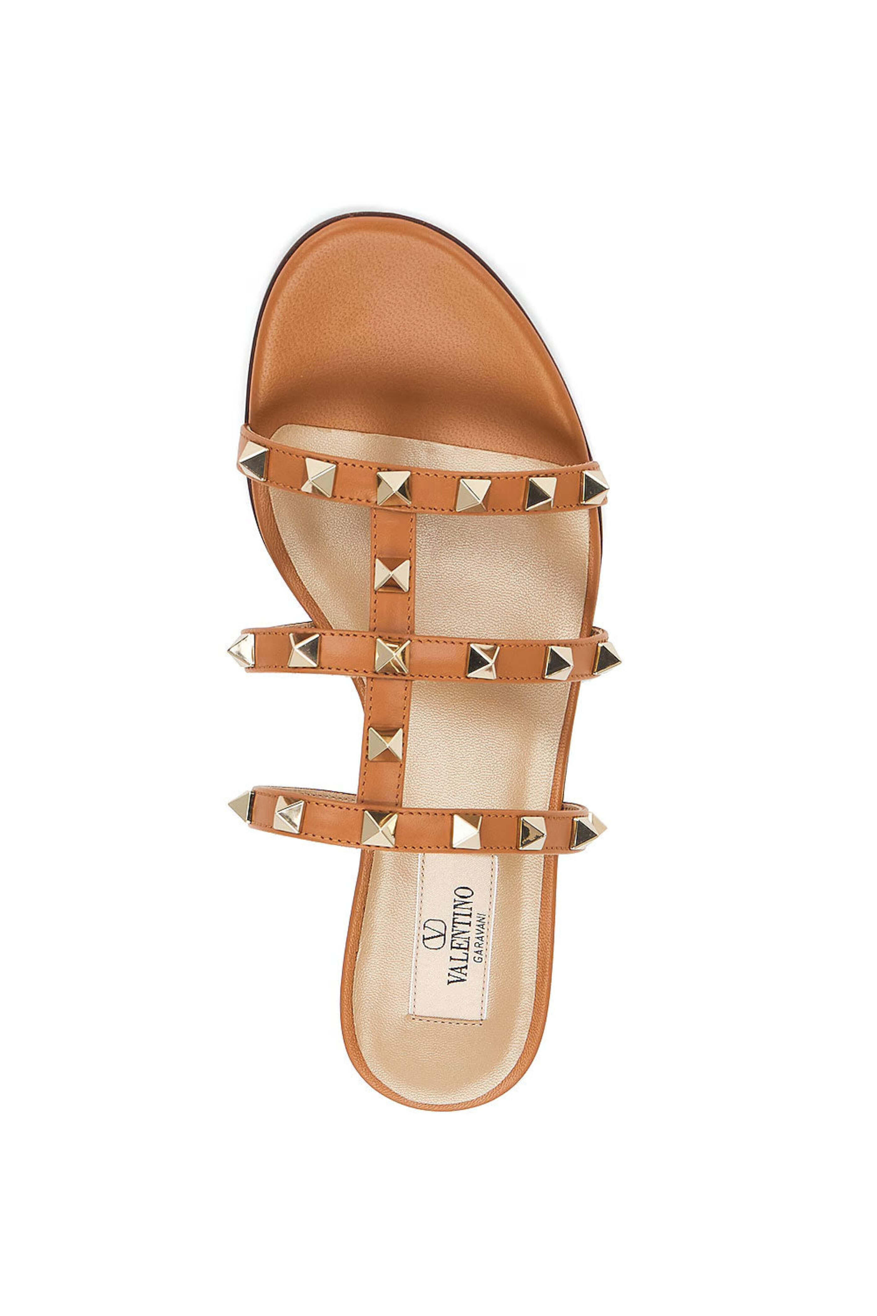 Valentino Garavani - Rockstud Slide Sandal in Almond Beige