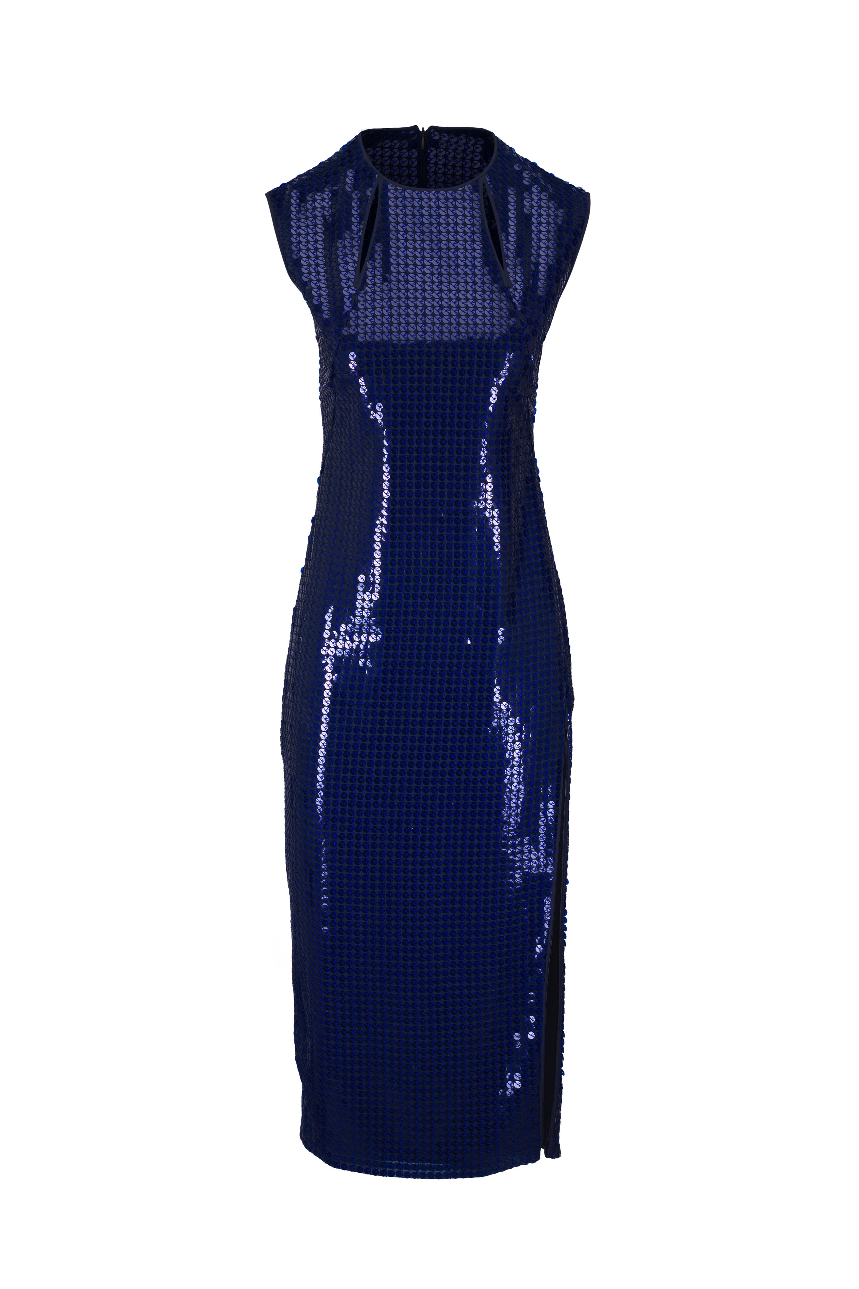 Akris - Navy Lucid Sequin Midi Sheath Dress