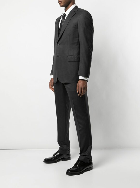 Brioni - Charcoal Gray Wool Striped Suit