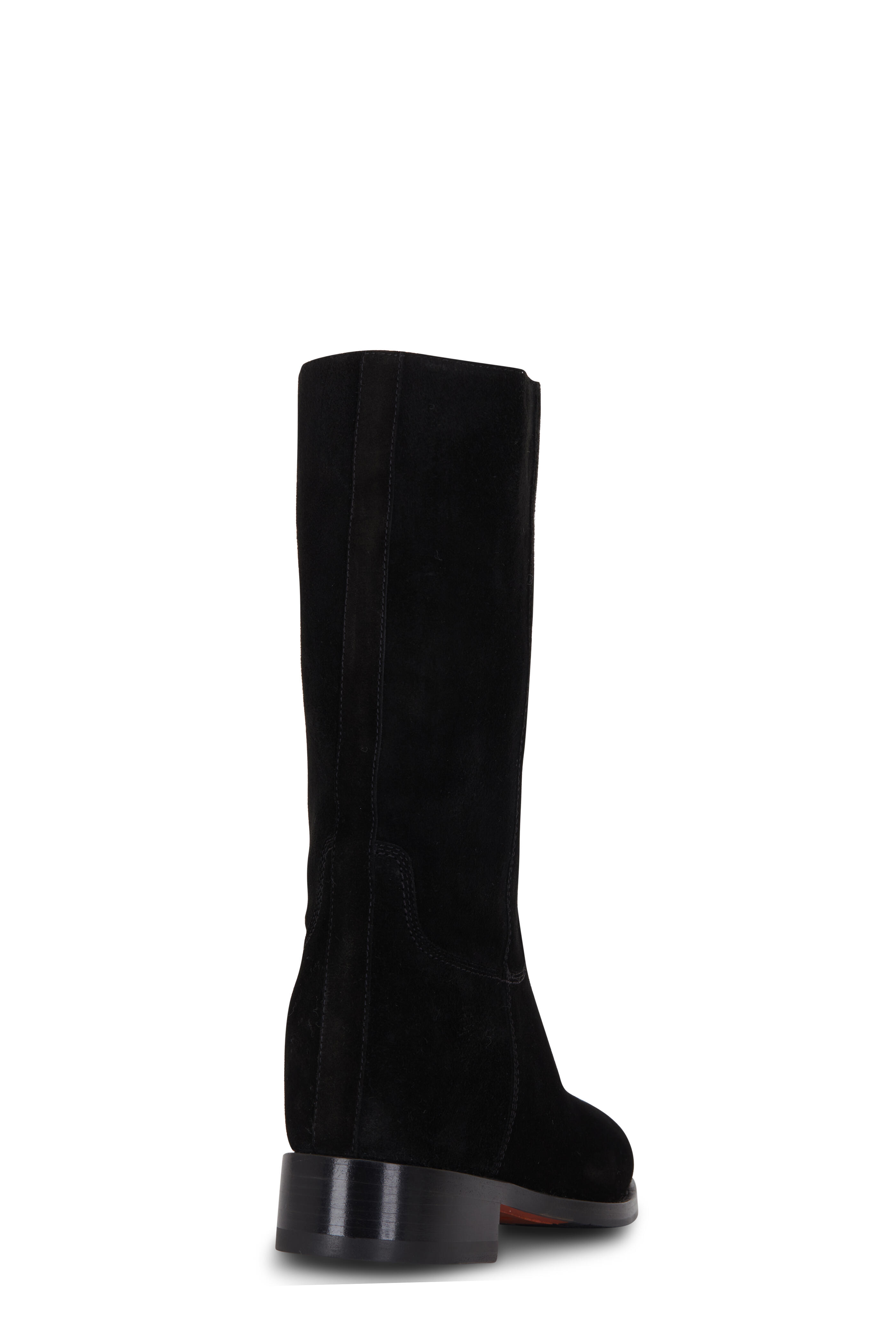 Santoni - Black Suede Mid-Calf Boot