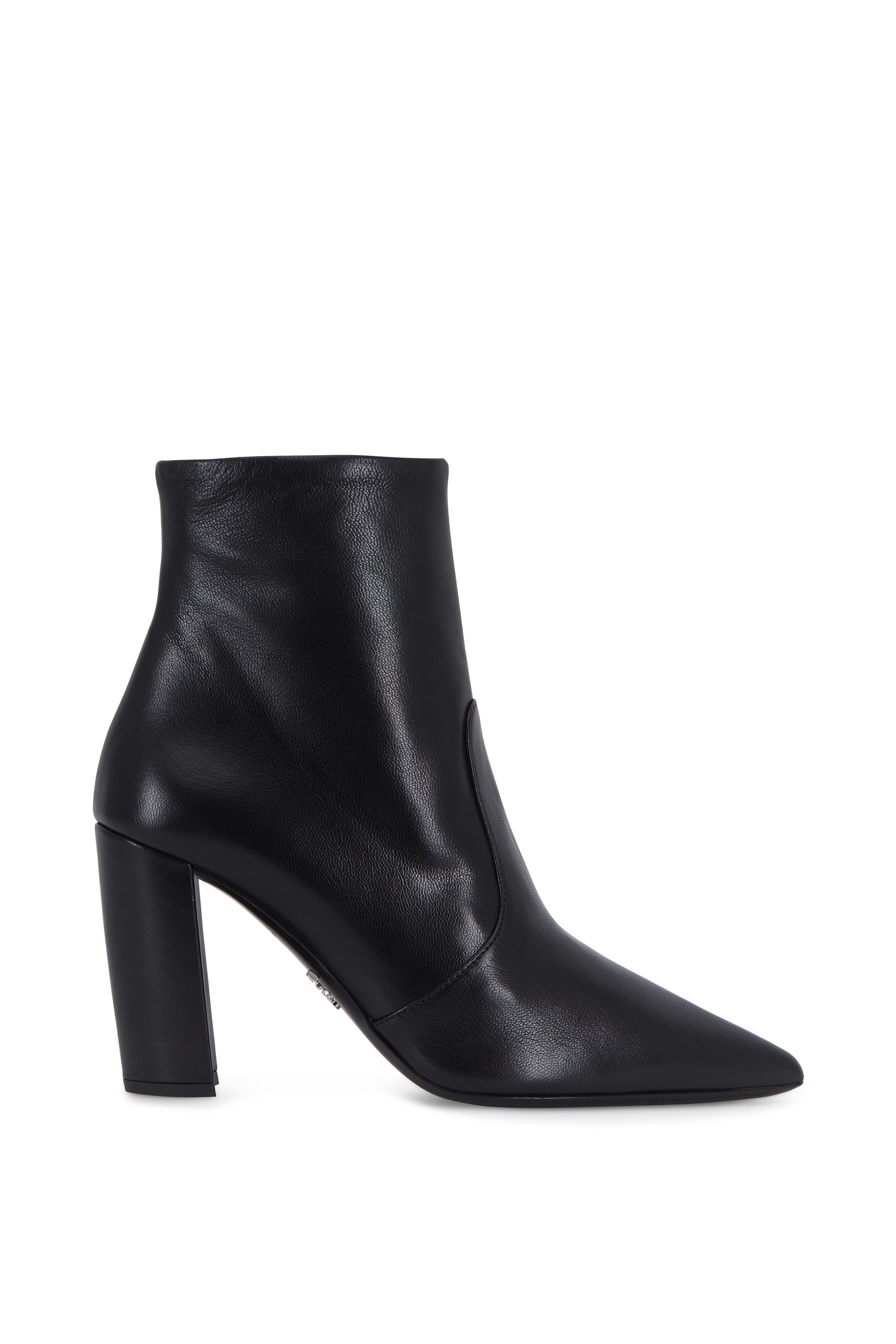 Prada - Black Madras Leather Chunky Heel Ankle Boot, 90mm