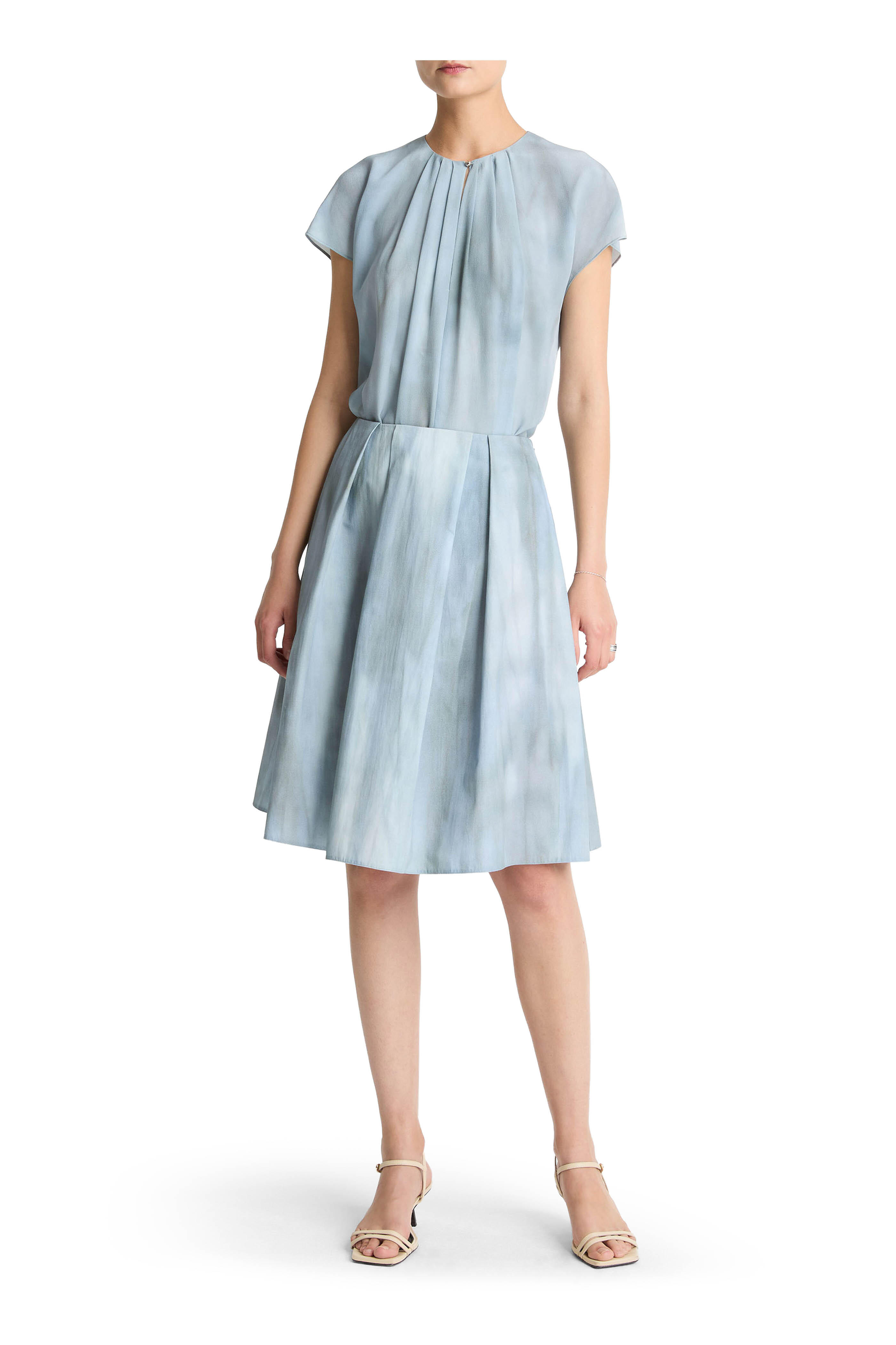 Vince - Azura Wash Ombré Cotton Pleated Knee Skirt - view 4