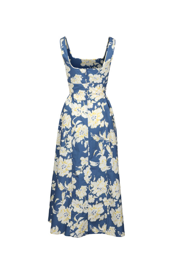 Tanya Taylor Cadence Blue Floral Midi Dress - view 2