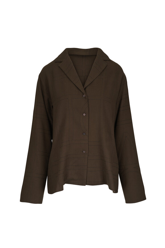 Totême Dark Brown Flannel Monogram Top