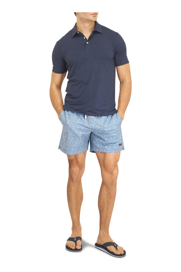 Faherty Brand All Day™ Blue Leaf Print Swim Trunks - view 2